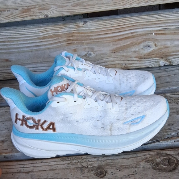 Hoka Shoes - Hoka White and Light Blue Athletic Shoes